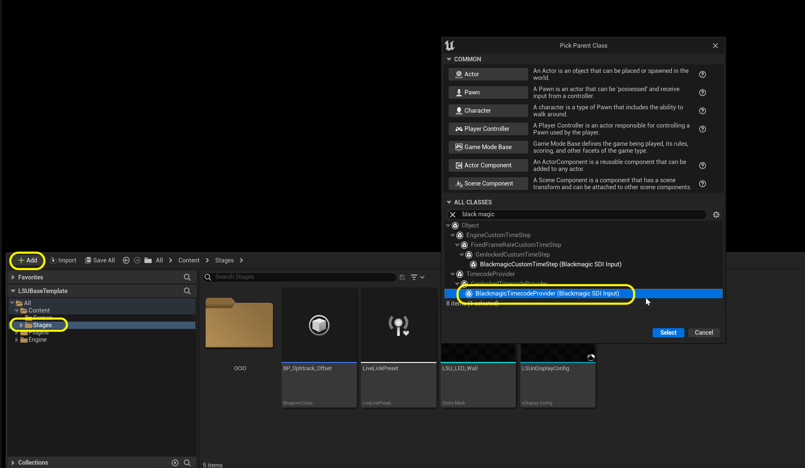 add black magic timecode blueprint