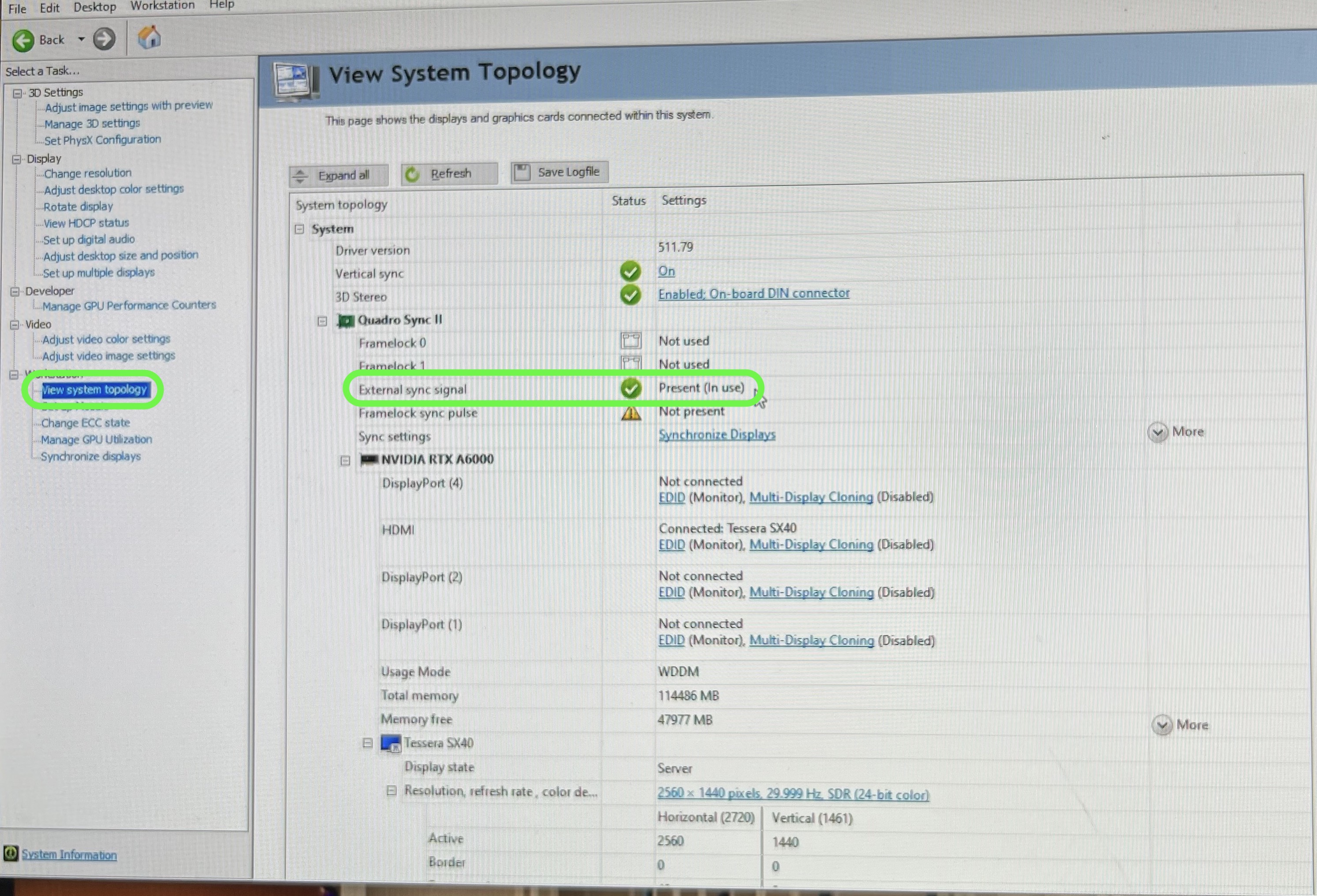 confirm sync is working in external sync signal