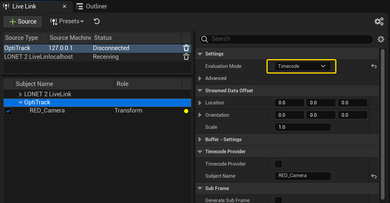 Optitrack Timecode