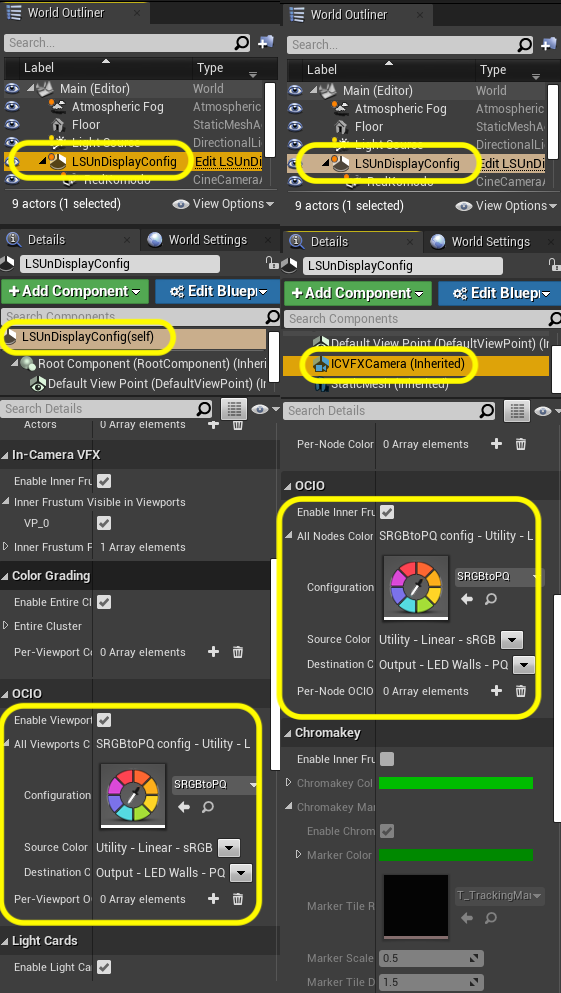 confirm ocio carry over to component in game