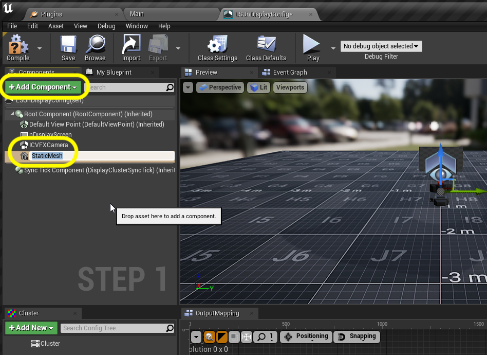 add two components icvx camera and static mesh