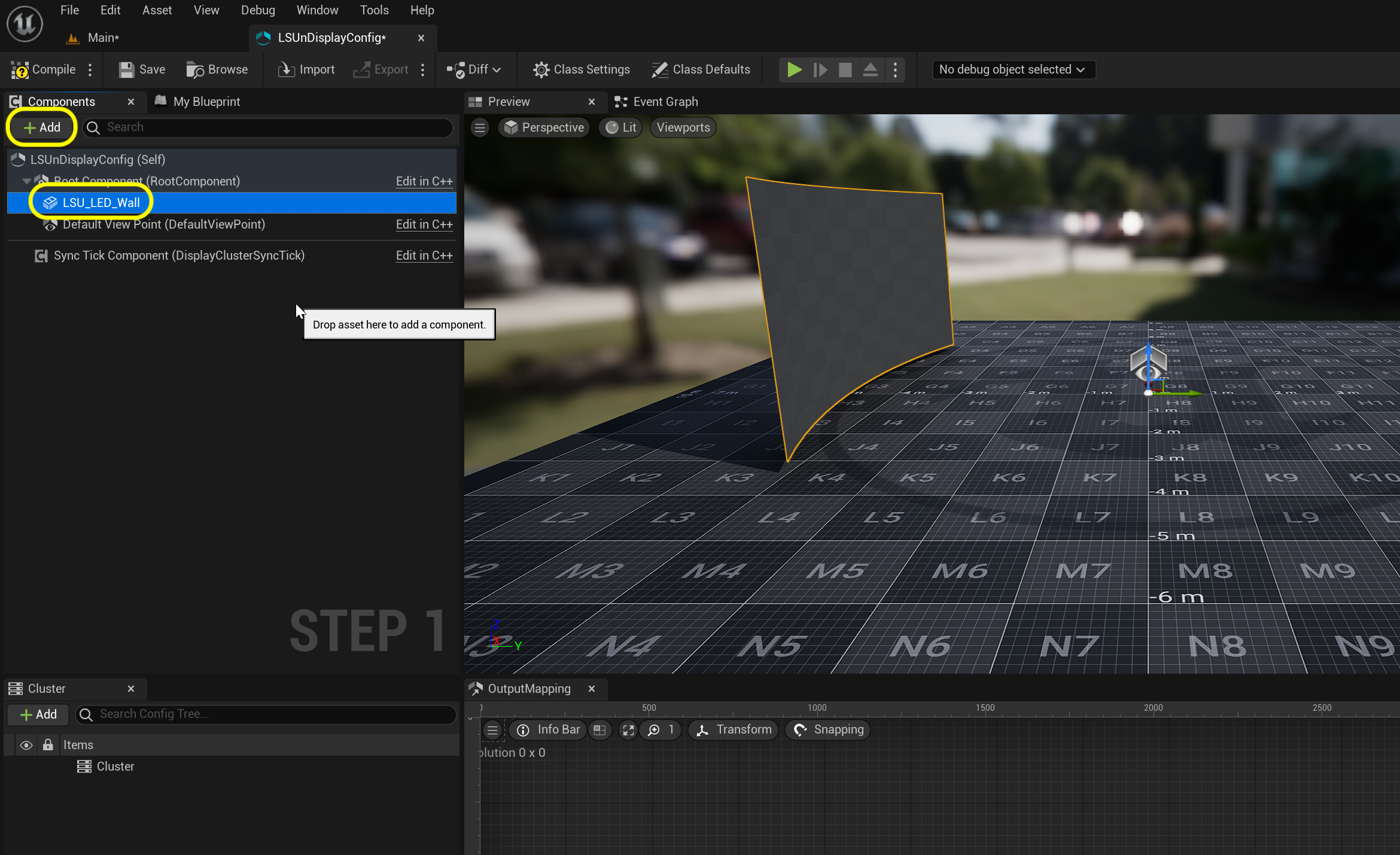 add two components icvx camera and static mesh